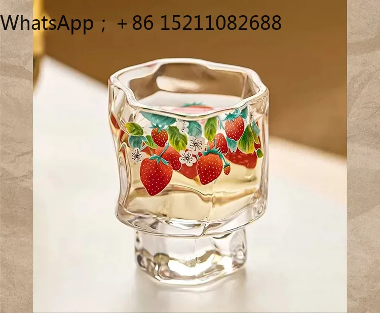 SCY handmade strawberry crystal glass creative wine glass high value whisky cup