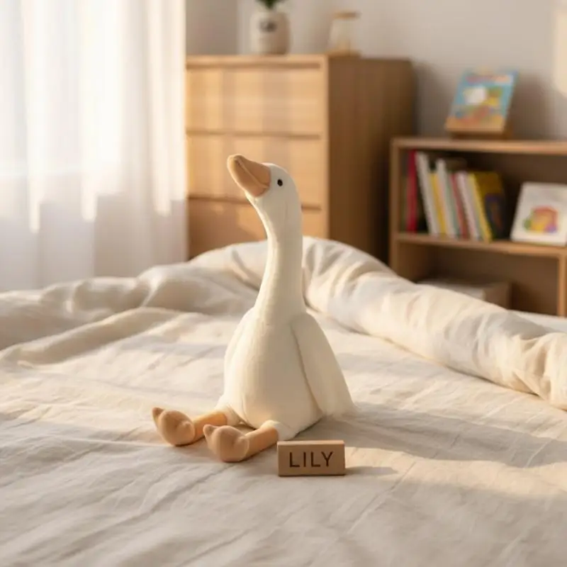 Long Neck Goose Plush Stuffed Doll Cute Soft Animal Plushie Toy Unique Present for Children Bedtime Story Props