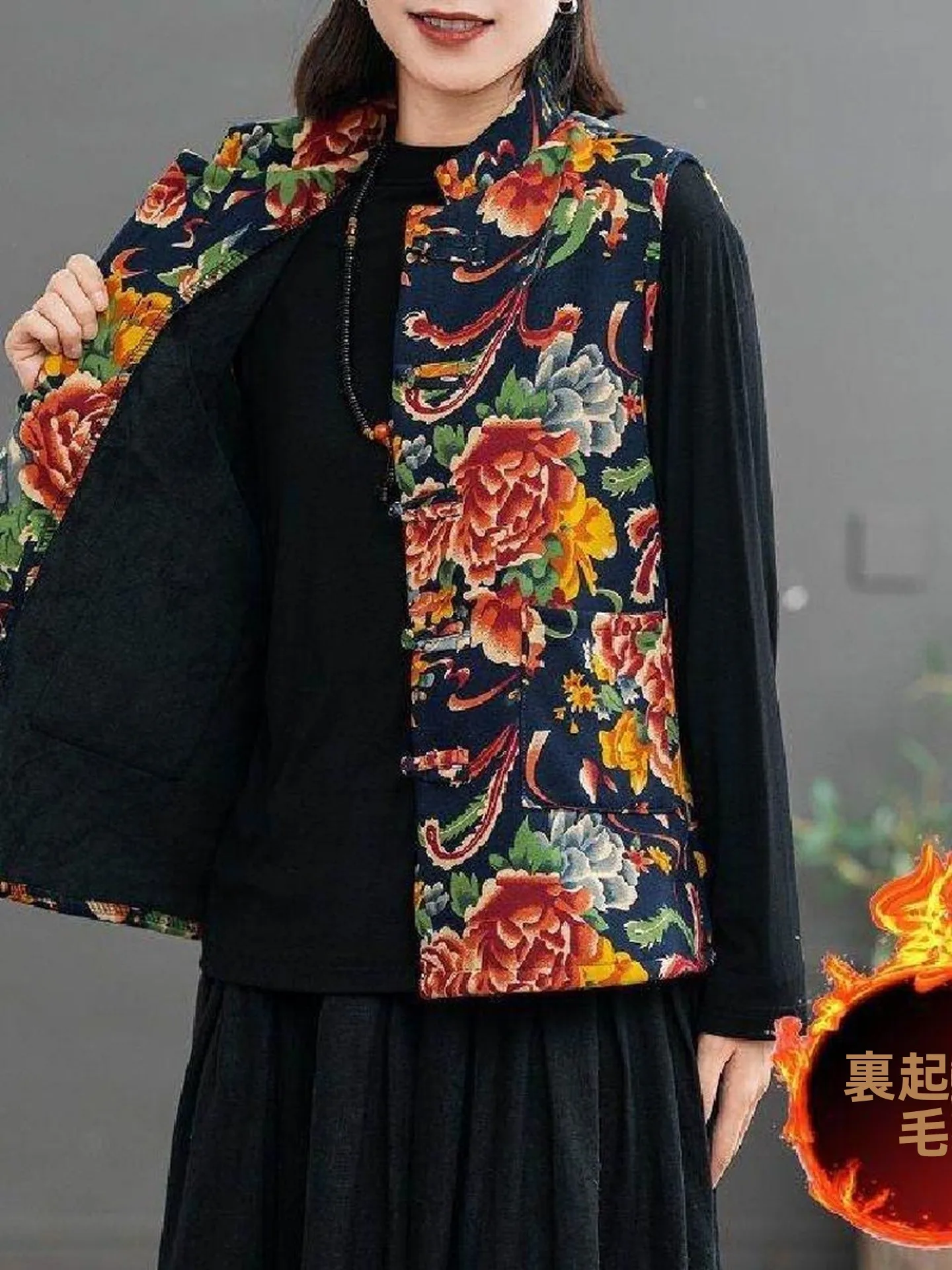 autumn-winter-new-sle-women's-fce-lined-jaet-national-sle-stand-collar-svel-outerwear-two-piece-set