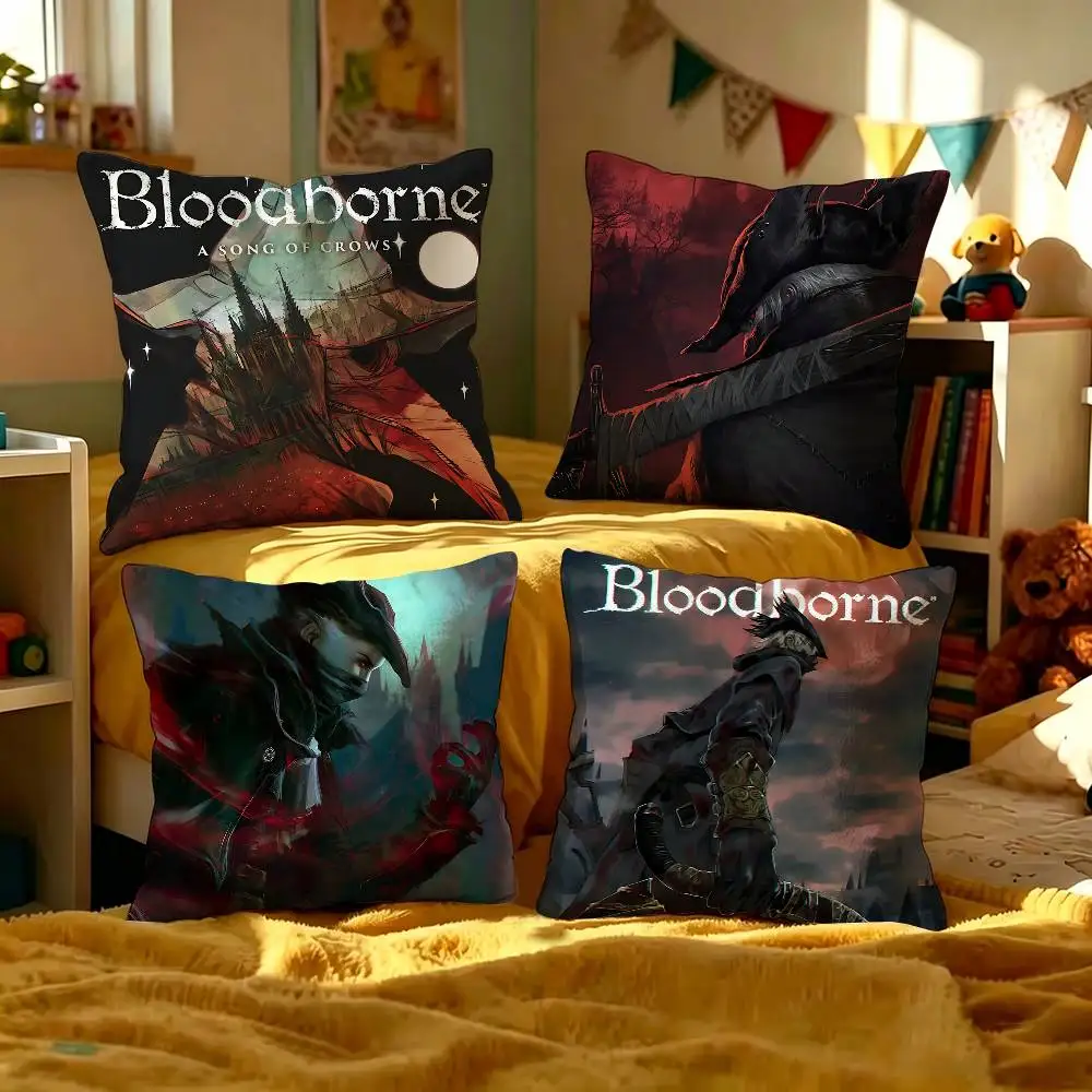 Dark Hunter B-Bloodborne Game Pillow Cushion Cover Pillowcase Living Room Sofa Home Decor Customized