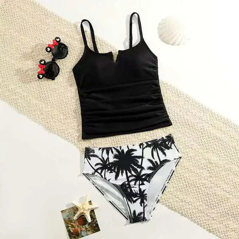 

Girls Kids Swimwear Summer Children Swimsuit 8-12 Years Coconut Tree Print High Waist Biquini Teens Bathing Suit Girl Bikini Set