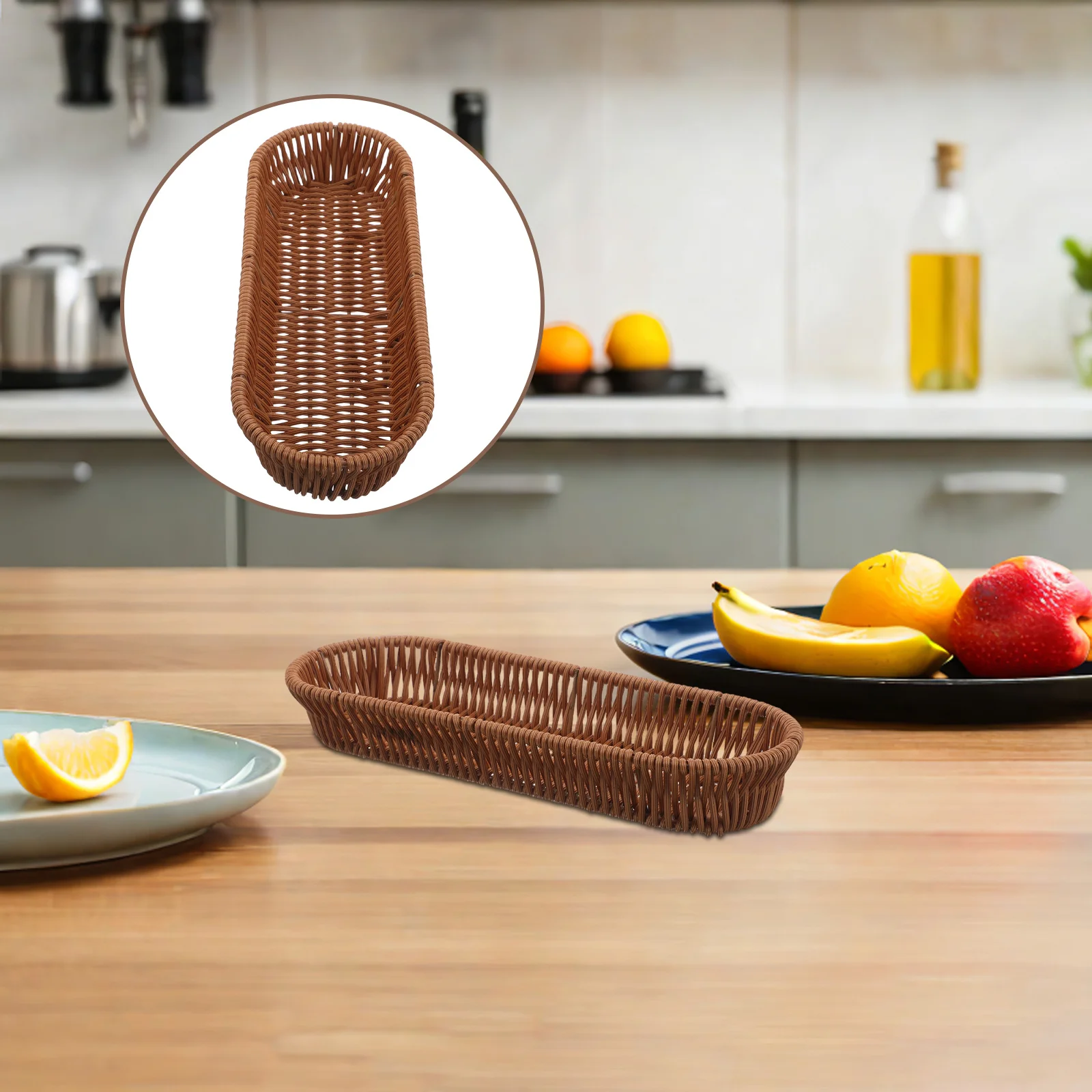 

Handwoven Rattan Style Cutlery Basket Kitchen Utensil Holder Eco Friendly Tableware Storage Container for Dining Room Use