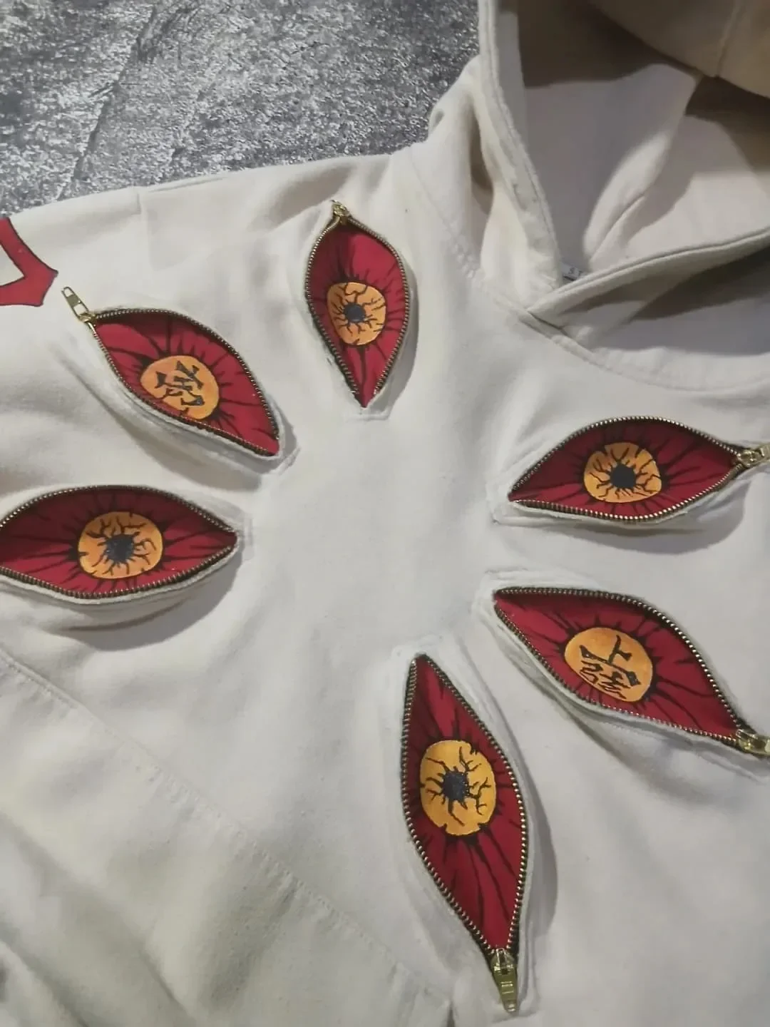 Y2k الشرير ستة العين إعادة العمل سستة Kokushibo هوديس تصميم رائع البلوز الشارع الشهير المتضخم موضة عادية الأزواج أنيمي هوديي #3