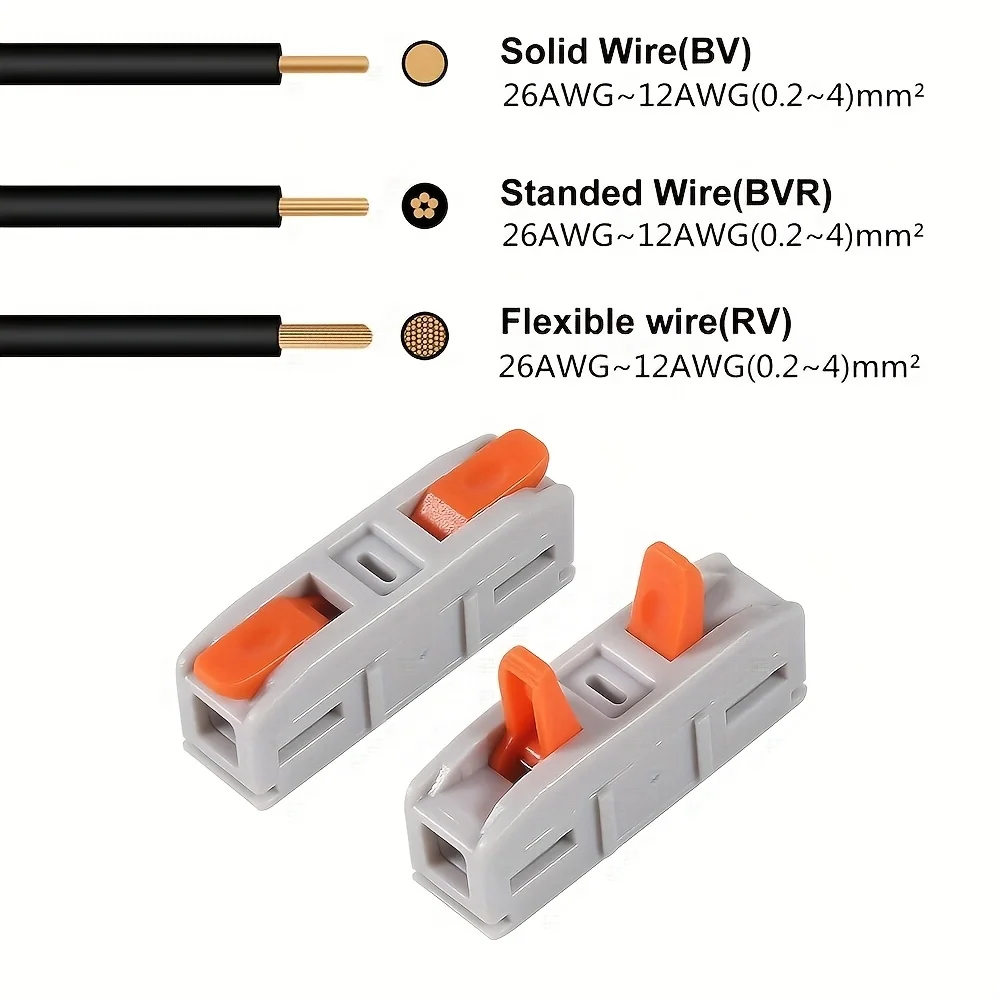 30 Stück Hebelkabelverbinder, Mini-Schnellverbinder zum Einstecken, 1-in-1-Out Elektrische Kabelverbinder, Inline-Anschlüsse, 24-12 AWG