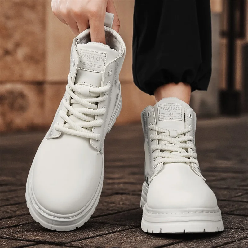 Новые мужские четырехсезонные универсальные высокие ботинки, повседневные ботинки, повседневные модные удобные уличные рабочие ботинки на толстой подошве