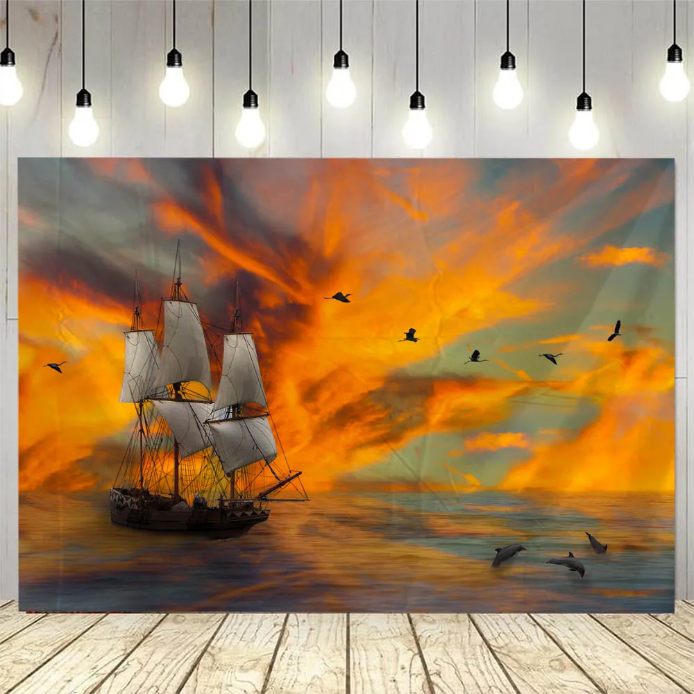 

Navigation landscape tapestry sailboat psychedelic night scene fabric hanging painting home bedroom living room wall decoration