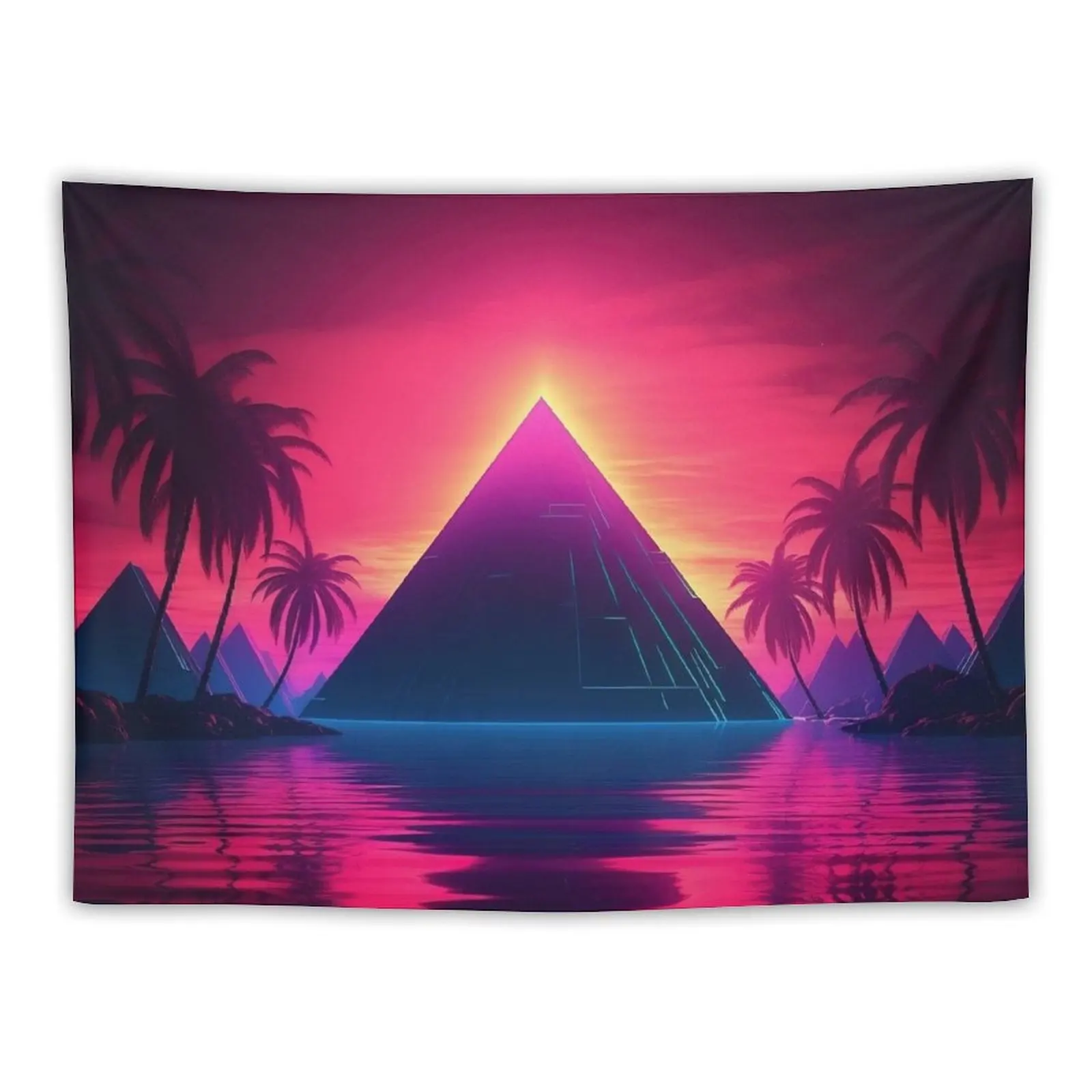 

Pyramid Paradise: Synthwave Illumination Tapestry Cute Room Things Wall Deco Wall Tapestries Tapestry