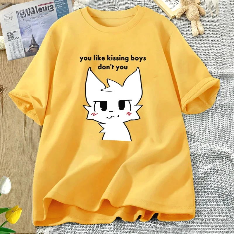 Boykisser مضحك فروي ميمي الجرافيك تي شيرت ثنائي الجنس LGBTQ فخر تي شيرت عادية تقبيل المرأة تي شيرت الملابس #6