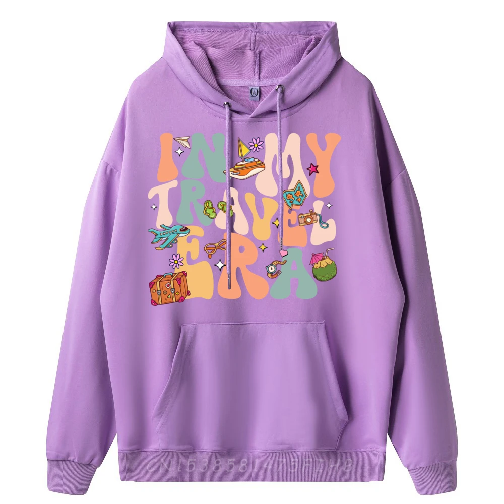 In My Travel Era Airplane Adventure For Family Vacation Trip Graphic Tee Polyester Fiber Long Sleeve Hoodie Men England Style