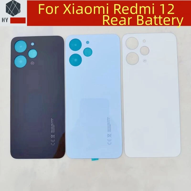 For Xiaomi Redmi 12 4G 23053RN02A Back Battery Cover Rear Door Housing Case Glass Panel Replace For Redmi 12 Battery Cover