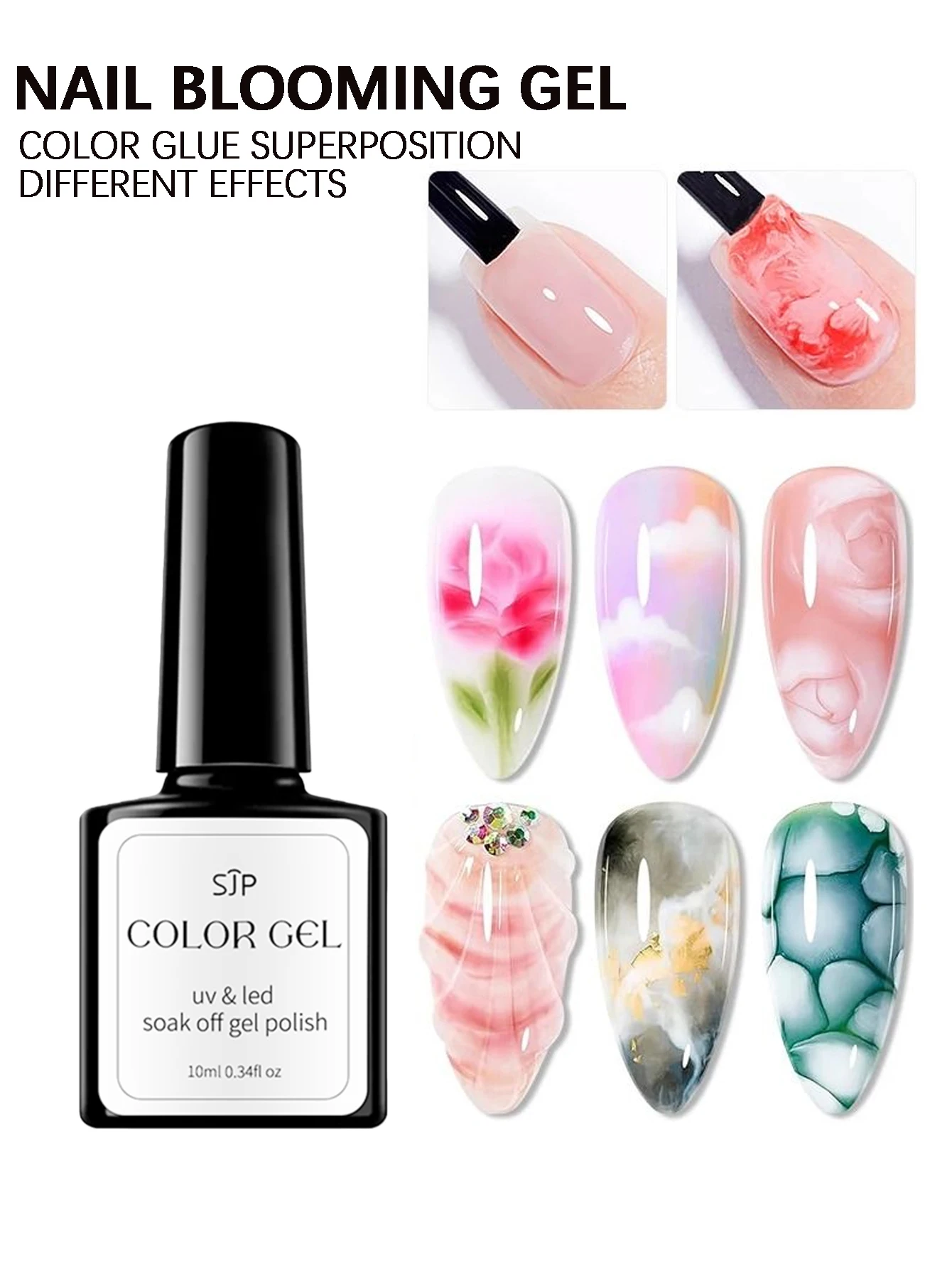 جل مزهر للأظافر 10 مل، جل فعال لوزع الزهر، سهل الاستخدام لتصميم فن الأظافر يتراكب بالغراء الملون #2
