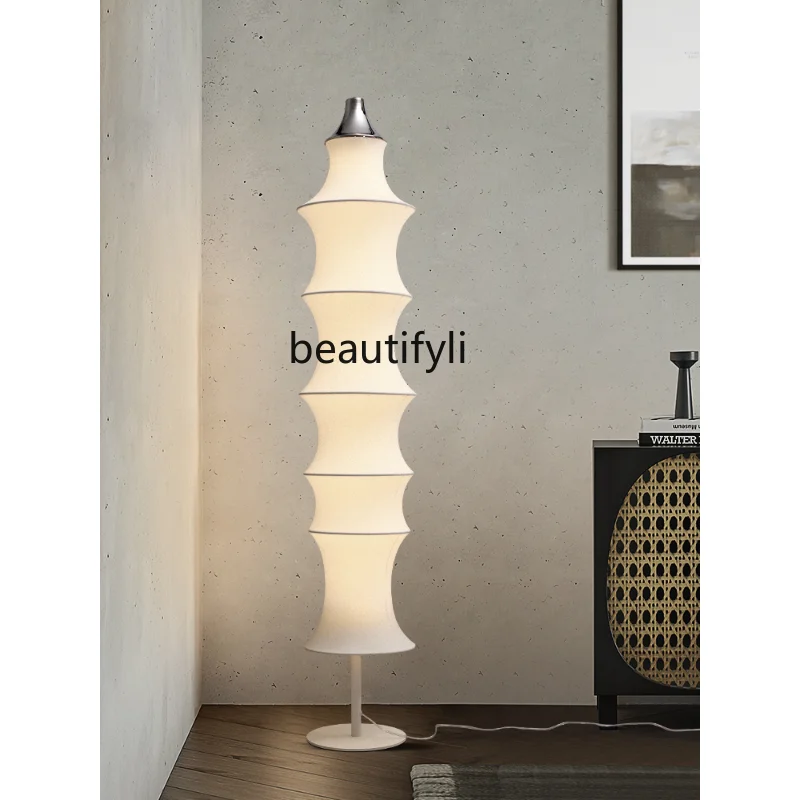 

yj Light French Silk Floor Lamp Bedroom Nordic High Sense Living Room Cream