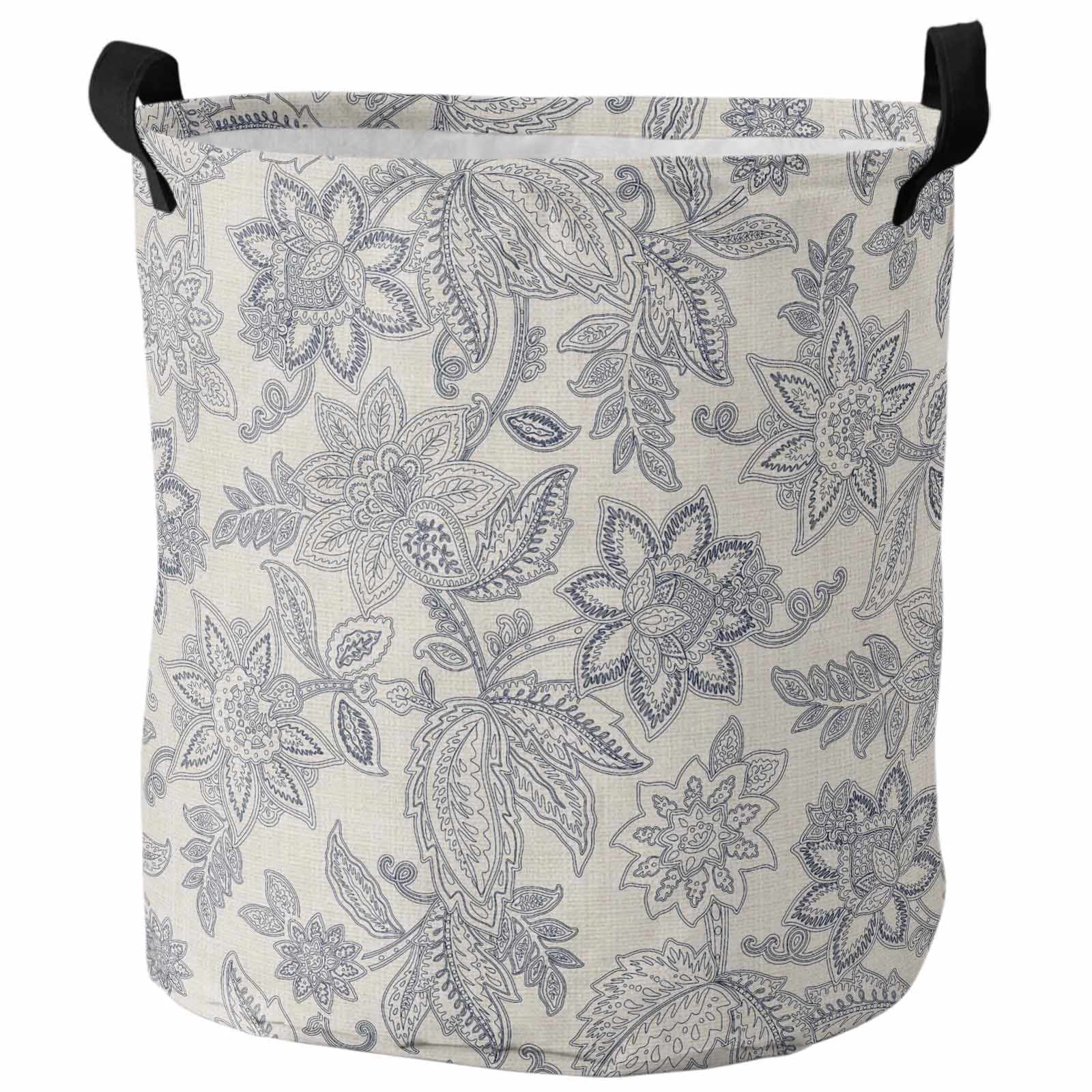 Vintage Floral Texture Laundry Basket Portable Foldable Household Laundry Storage Bag Oxford Cloth Dirty Clothes Basket