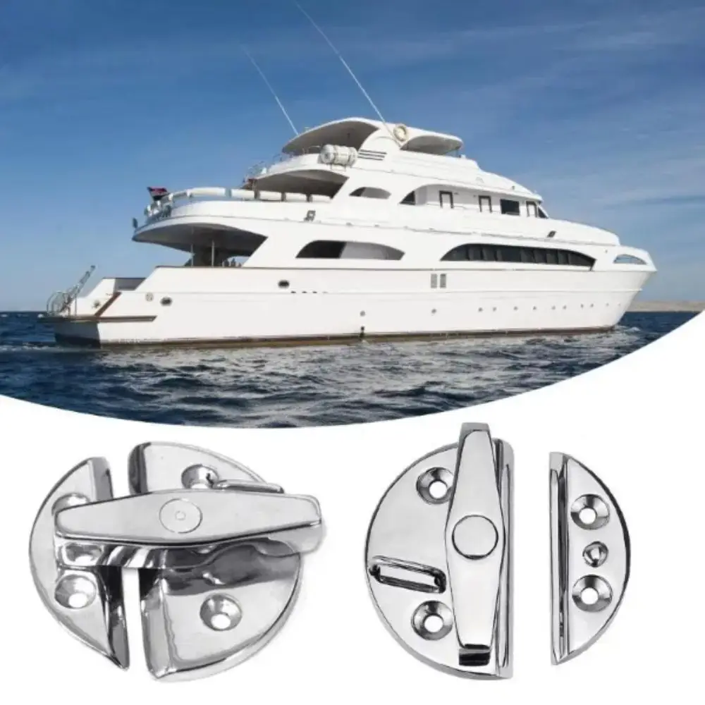 316 Stainless Steel Marine Cabinet Lock Round Shape Stainless Steel Construction Round Catch Lock 180 Degree Rotation