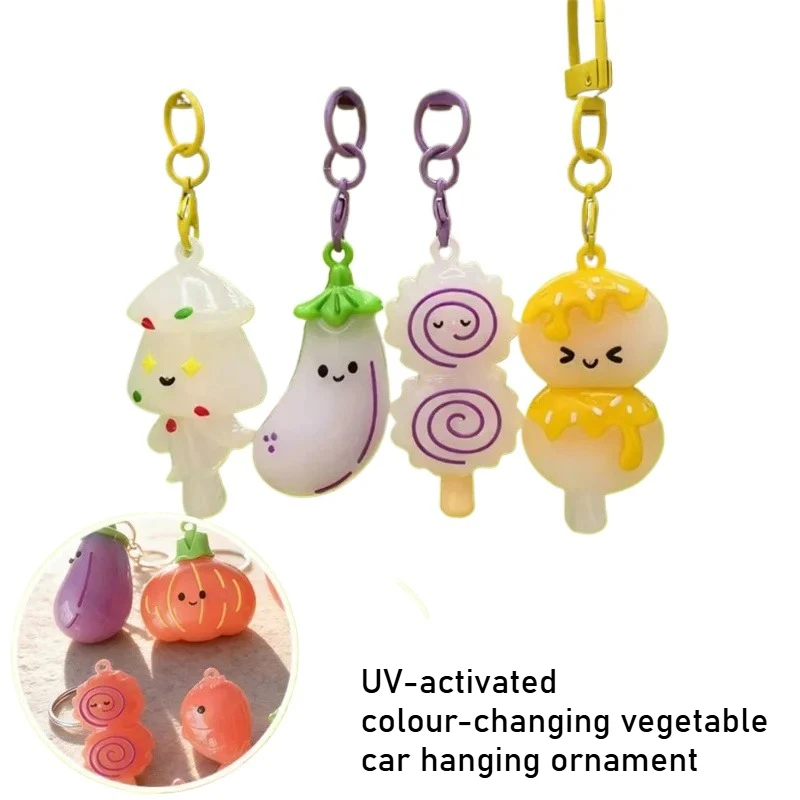 UV-reactive colour-changing vegetable car charm Sunlight-activated colour-changing handbag charm