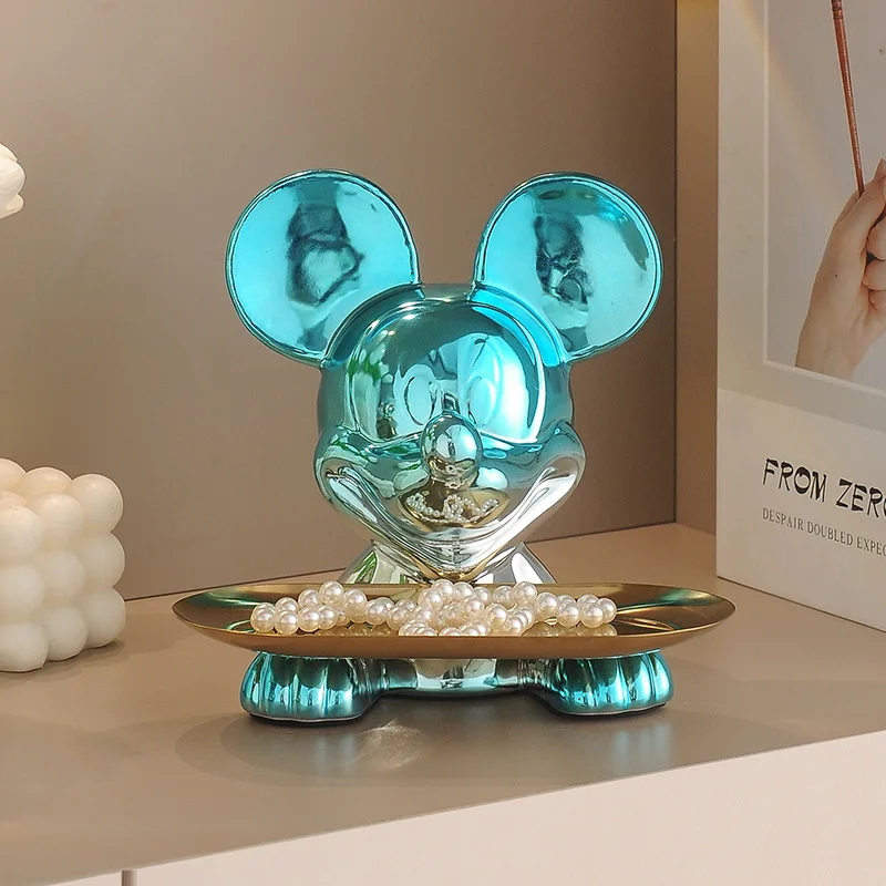 

2023 Disney Mickey Modern Ceramic Storage Tray Mickey Mouse Tray Home Porch Key Storage Electroplating Home Decoration Ornaments