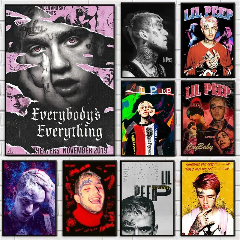 Hip Hop Rapper Lil Peep Poster Prints High Quality Canvas Painting Wall Art Picture for Modern Living Room Home Decoration Gift