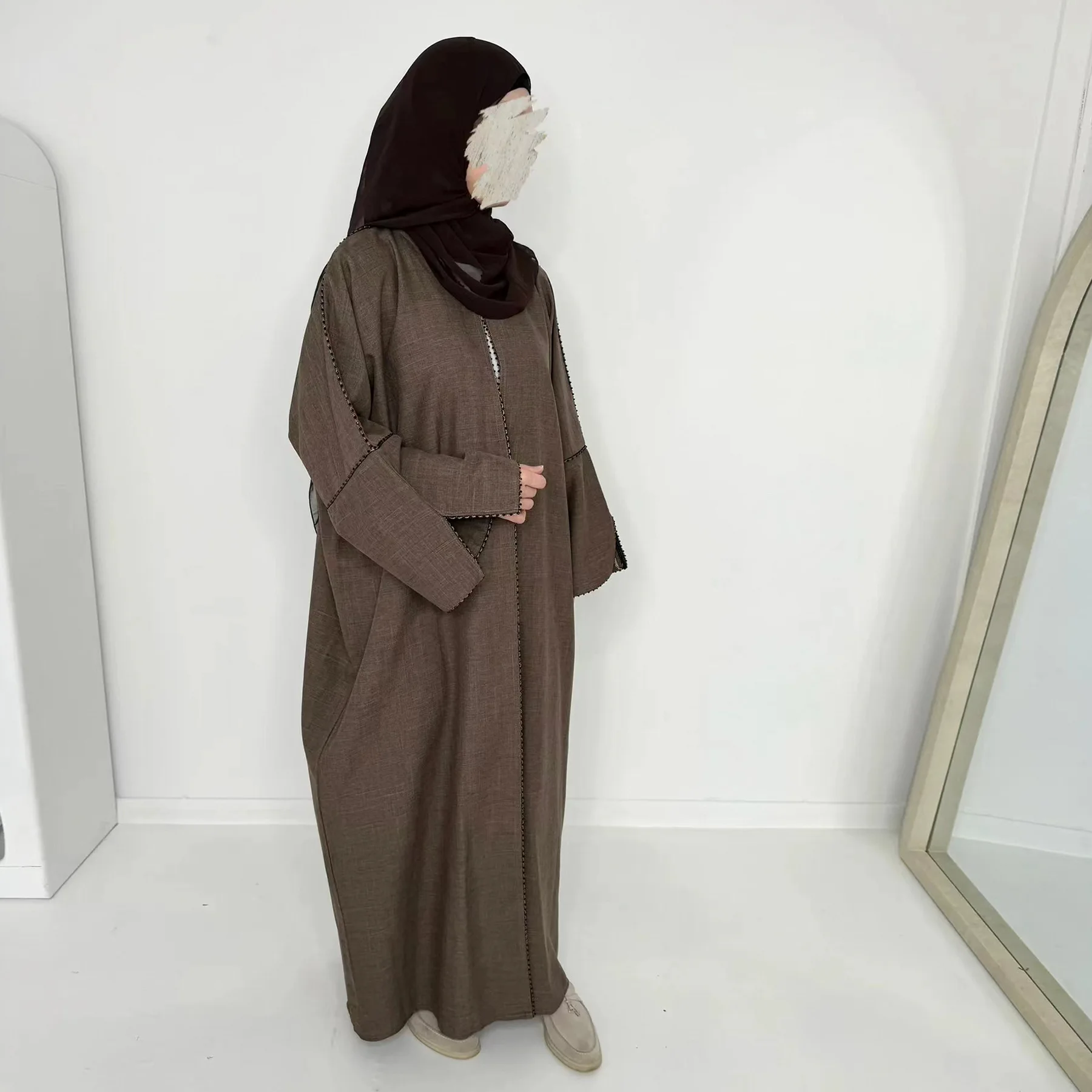 

Мусульманское открытое кимоно Abaya платье для скромных женщин этнический кардиган халат Дубай Ближний Восток Саудовская Аравия ИД Рамадан