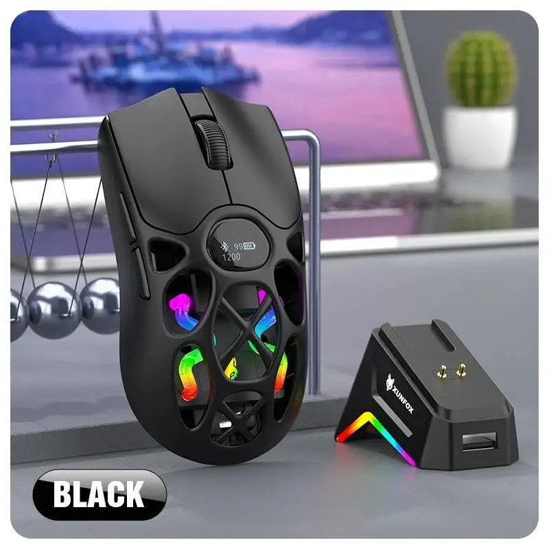H16 Pro RGB ضوء قاعدة مغناطيسية قابلة لإعادة الشحن ماوس بصري مريح BT + 2.4 جيجا هرتز + ماوس ألعاب لاسلكي ثلاثي النماذج سلكي 12000 ديسيبل متوحد الخواص