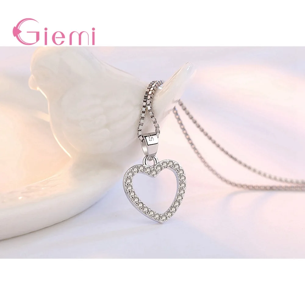 Simple Fashion 925 Sterling Silver Heart Dangel Earrings for Women Girl Popular Hollow Cubic Zircon Earrings Jewellry