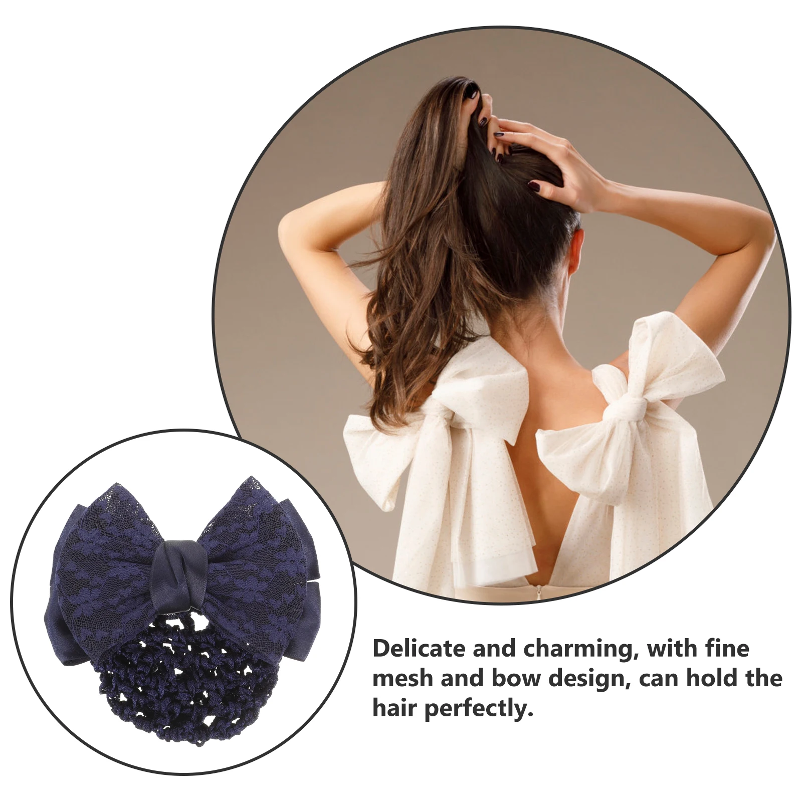 

2Pcs Elastic Headflower Occupational Jewelry Women Hair Snood Net Clip Bun Cover High Elasticity Cloth Suitable Work Party Date