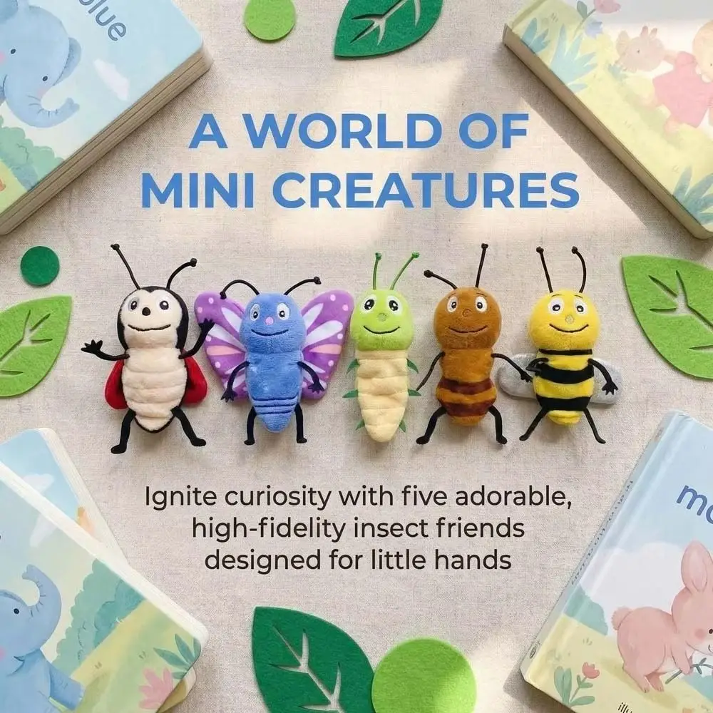 Role Play Animal Finger Puppets Butterfly Design Bee Design Finger Plush Doll Cute Soft Simulation Plush Toys