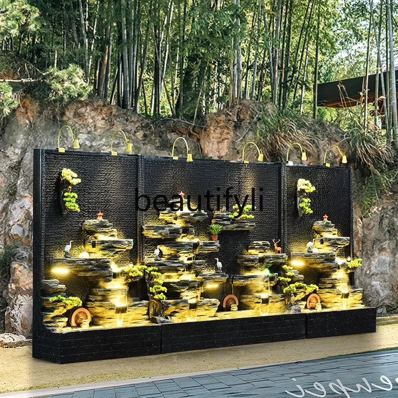 

A26 Large water curtain wall, running water screen partition landscape outdoor courtyard, water feature rockery fountain ornamen