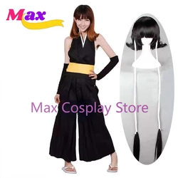 Max Cos 애니메이션 코스프레 두 번째 시즌 부문 캡틴 Soi Fon 의상 여성 블랙 섹시한 백 레스 배틀 유니폼 사용자 정의 크기