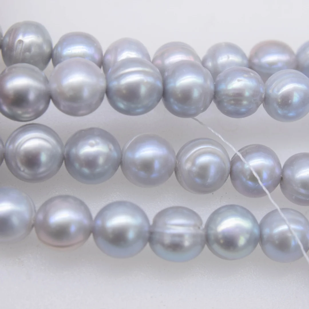 Grey Freshwater Pearl 9mm near round 40cm Strand for Jewelry Making Wholesale FPPJ