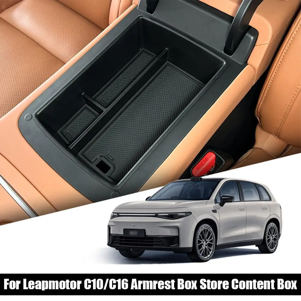 Untuk Leapmotor C10 2024-2025 Kotak Penyimpanan Sandaran Tangan Mobil Casing Organizer Baki Penyimpanan Konsol Tengah Aksesori Interior Otomatis