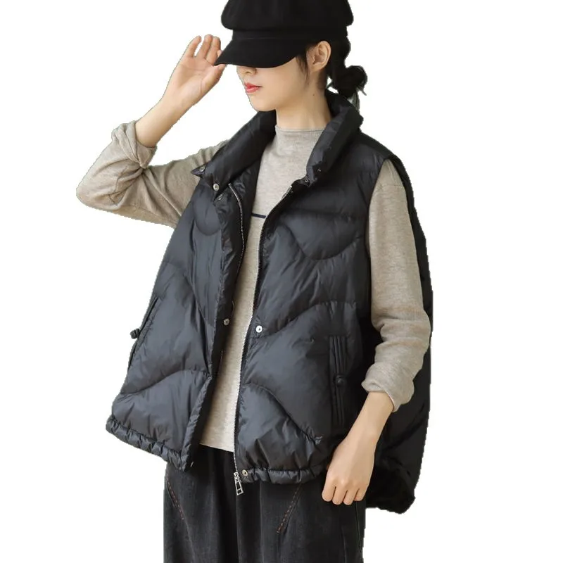 الوقوف طوق المرأة أسفل سترة الشتاء الخريف بطة أسفل قصيرة أكمام سترة منفوخة امرأة صدرية dvastoророuzaя كردنية VT-357