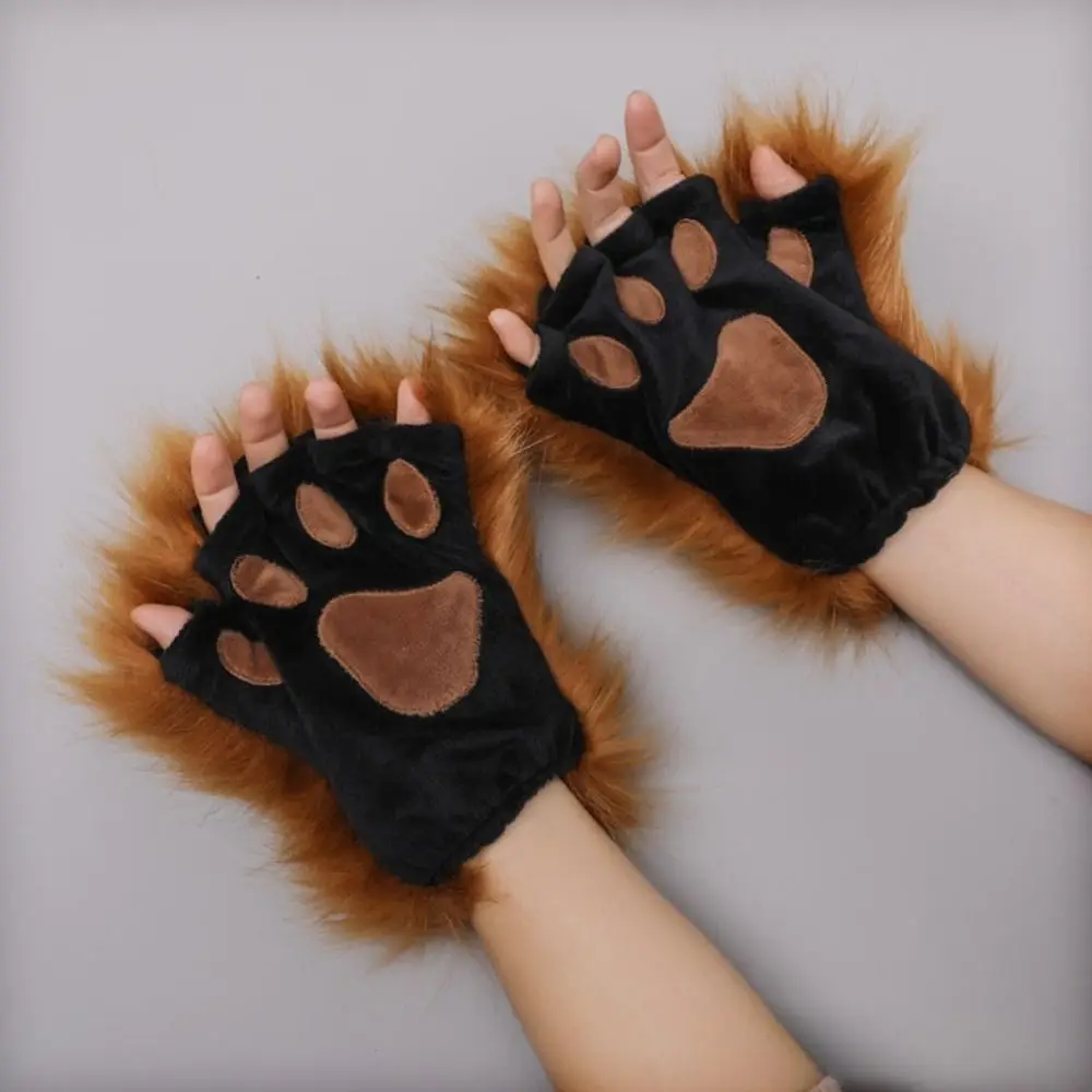 Lolita Fingerless Gloves New Plush Wolf Paws Cosplay Costume Gothic Party Accessory Foxes Claws Mittens