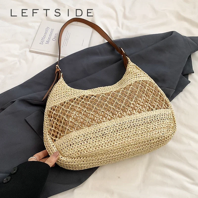 

LEFTSIDE Small Straw Bags for Women 2024 Y2K Korean Fashion Summer Shoulder Bags Handbags and Purses Weave Beach Underarm Bag