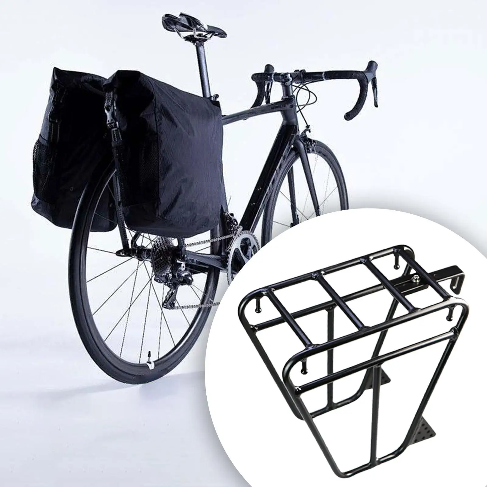 Bike Front Luggage Rack Aluminum Carrier Pannier Shelf Quick Release for Cycling Equipment Mountain Road Adult Bikes