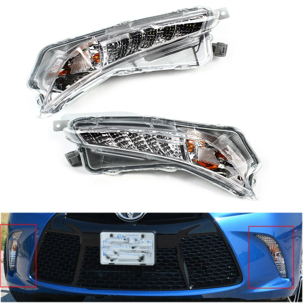 

Pair of Fog Lamp High-Quality Left+Right Side LED Daytime Running Light Fits For 2015 2016 2017 Toyota Camry XSE XLE