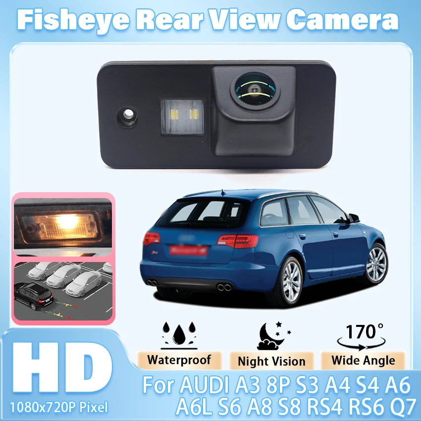 170 ° كامل HD 1080P سيارة كاميرا الرؤية الخلفية لأودي A3 8P S3 A4 S4 A6 A6L S6 A8 S8 RS4 RS6 Q7 للرؤية الليلية عكس وقوف السيارات احتياطية #1