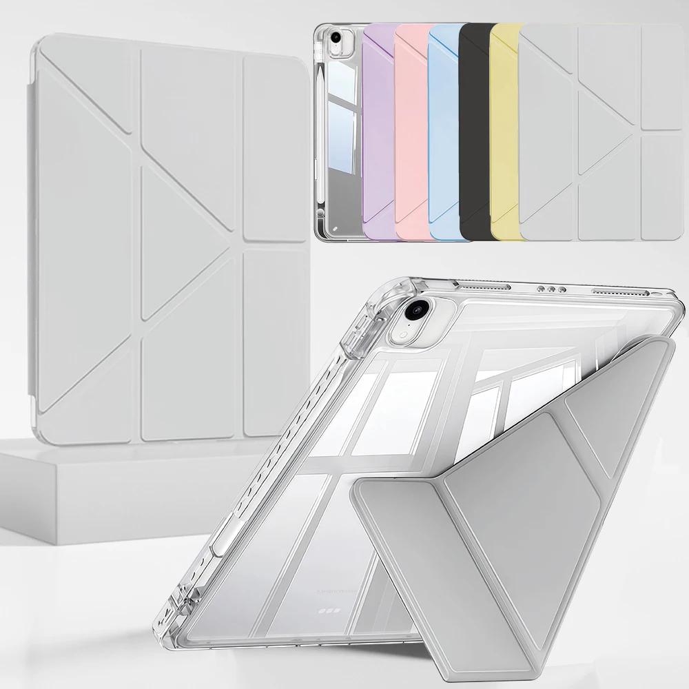 

Y shaped Crystal Clear Case for iPad Air 4/5/6/7/ Pro 11 (1st/2nd/3rd/4th gen) 2020 2021 2022 with Pencil Slot, Auto Sleep Wake