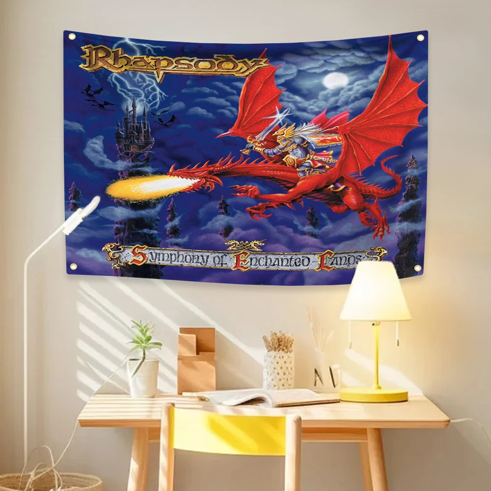 R-Rhapsody Flag Rock Band Tapestry Wall Hanging Background For Bedroom Living Room Dorm Concert Banner Fans Gift