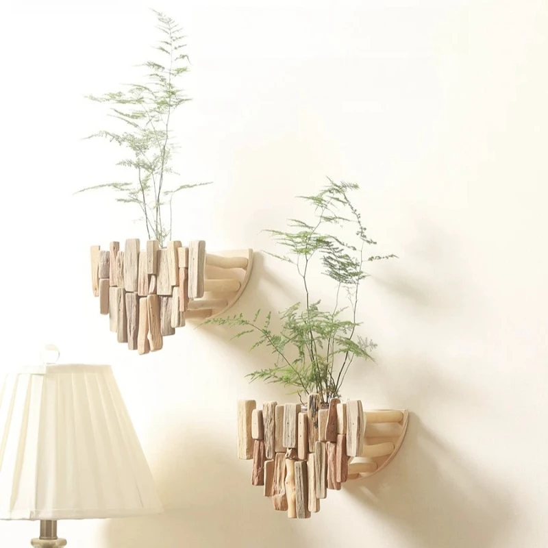 Solid Wood Flowerpot Minimalist Creative Flowerpots Living Room Bedroom Walls Mounted Plant Pot Home Indoor Decoration Flowerpot