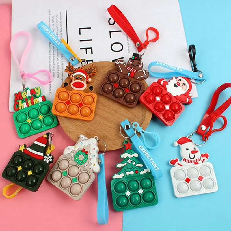 4 قطعة المفاتيح عيد الميلاد فنجر فقاعة المفاتيح الهدايا حلية حفلة عيد الميلاد ديكور الأطفال الكبار هدايا السنة الجديدة حقيبة الحشو #2