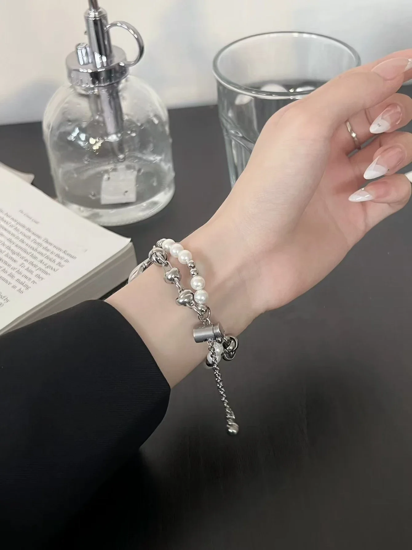 Новый ремешок с блестящими бусинами и металлическими звеньями для Apple Watch, женский ремешок 38 мм, 40 мм, 41 мм, 42 мм, 44 мм, 45 мм, 46 мм, 49 мм