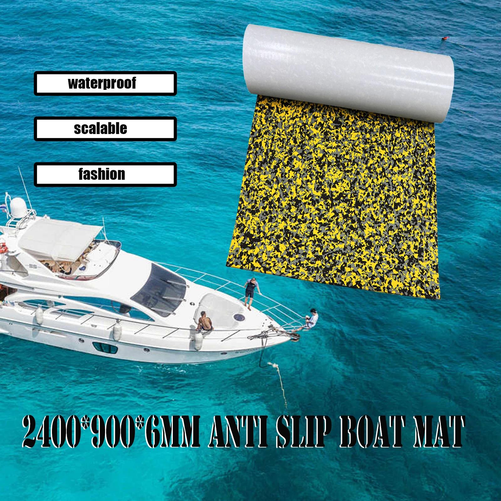 

Eva foam boat deck floor 2400 * 900 * 6mm anti-skid mat traction pad canoe RV self-adhesive carpet boat accessories