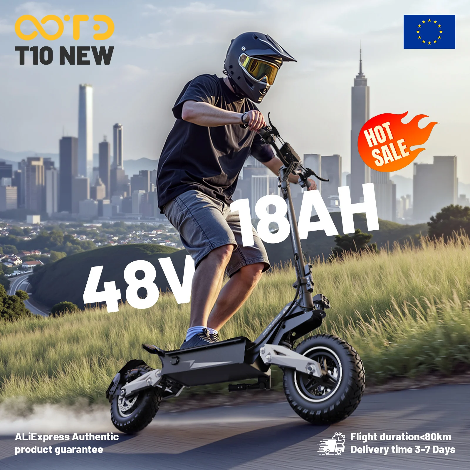 Trottinette électrique OOTD T10, puissance de pointe 900W, batterie 48V 13.5/18Ah, écran 11 pouces, pneus tout-terrain, EScooters