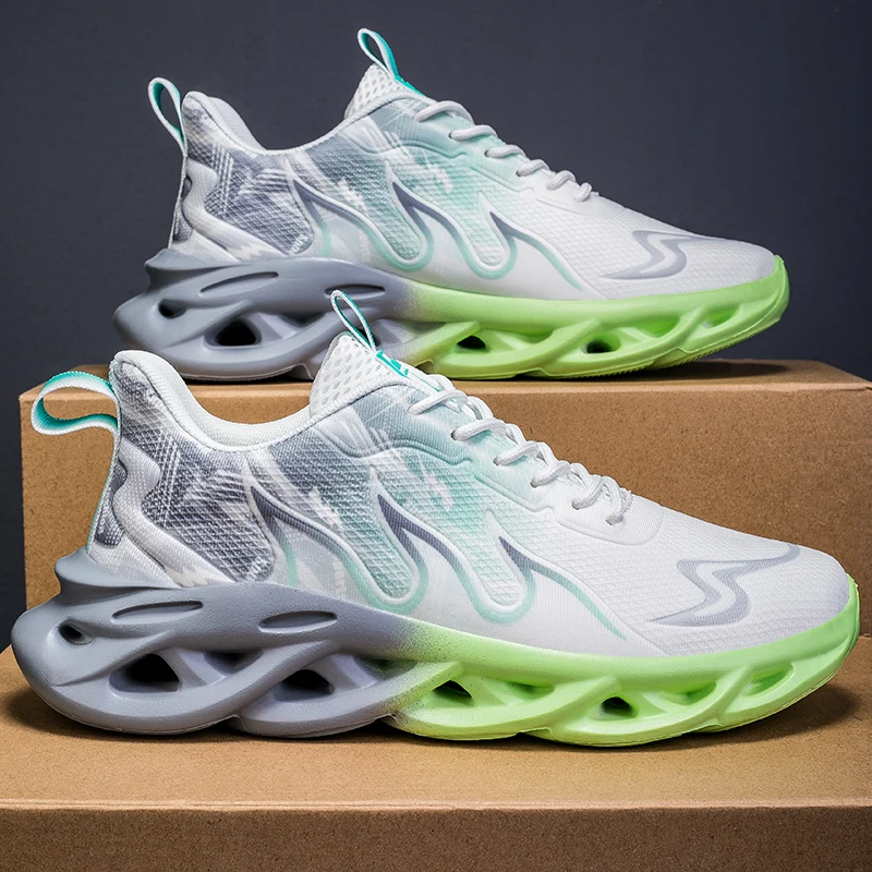 أحذية الجري الرجالية الشبكية القابلة للتنفس المسطحة المبطنة الناعمة المريحة أحذية رياضية في الهواء الطلق الصالة الرياضية العصرية أحذية الركض غير رسمية للرجال