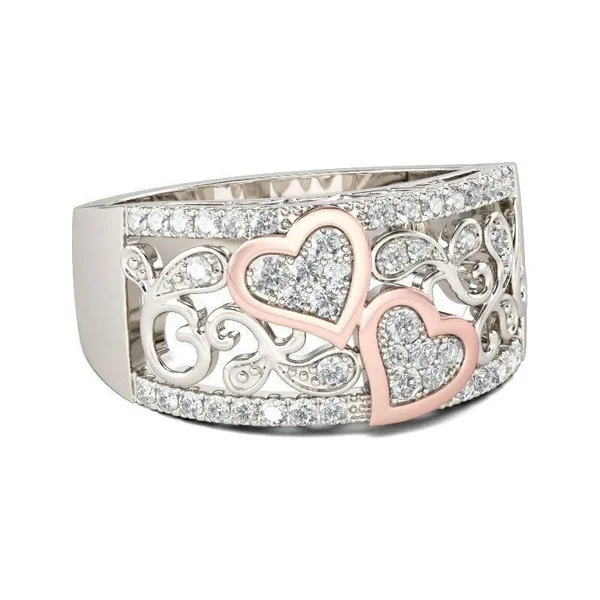 Hot Sale New Classic Rose Gold Color Separation Heart Ring Rose Gold Color Separation
