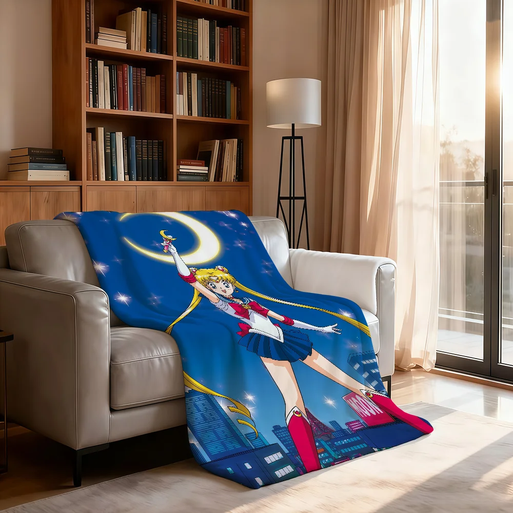 S-SailorS Anime M-MoonS Anime Blanket For Soft Throw Blanket for Picnic Bed Sofa Home Bedroom Cozy Warm Comfortable