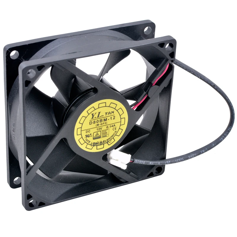 D80BM-12 8cm 80mm fan 80x80x25mm 8025 DC12V 0.14A Double ball bearing is used for cooling fan of chassis power supply