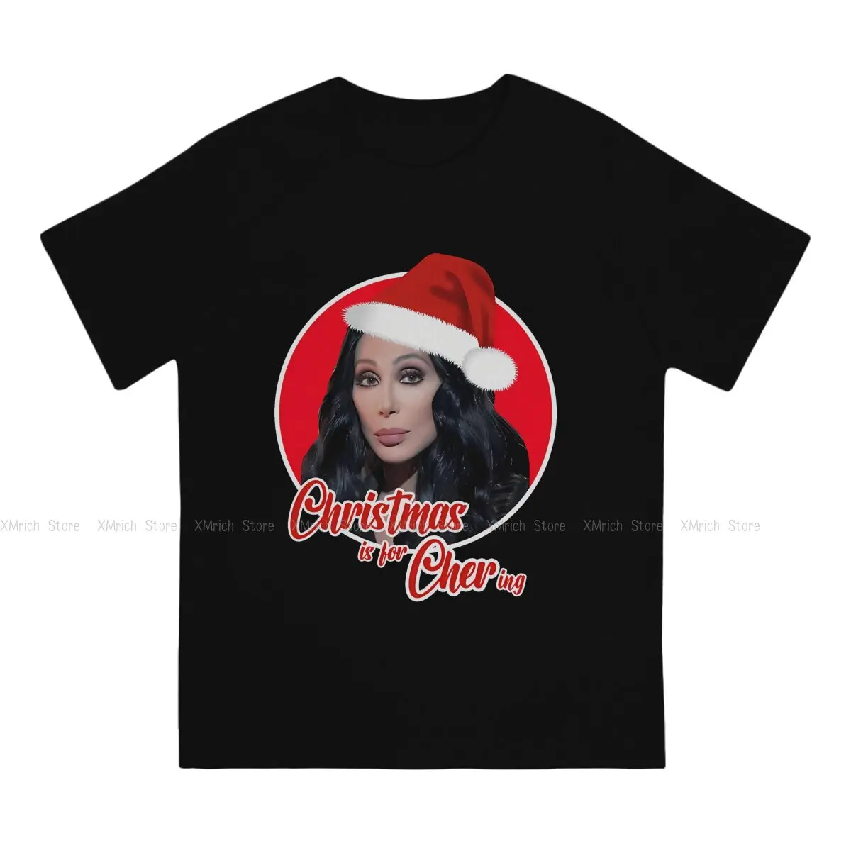 Christmas Cher Men T Shirts C-Cher Singer Humorous Tees Short Sleeve Crew Neck T-Shirt Cotton Adult Clothing