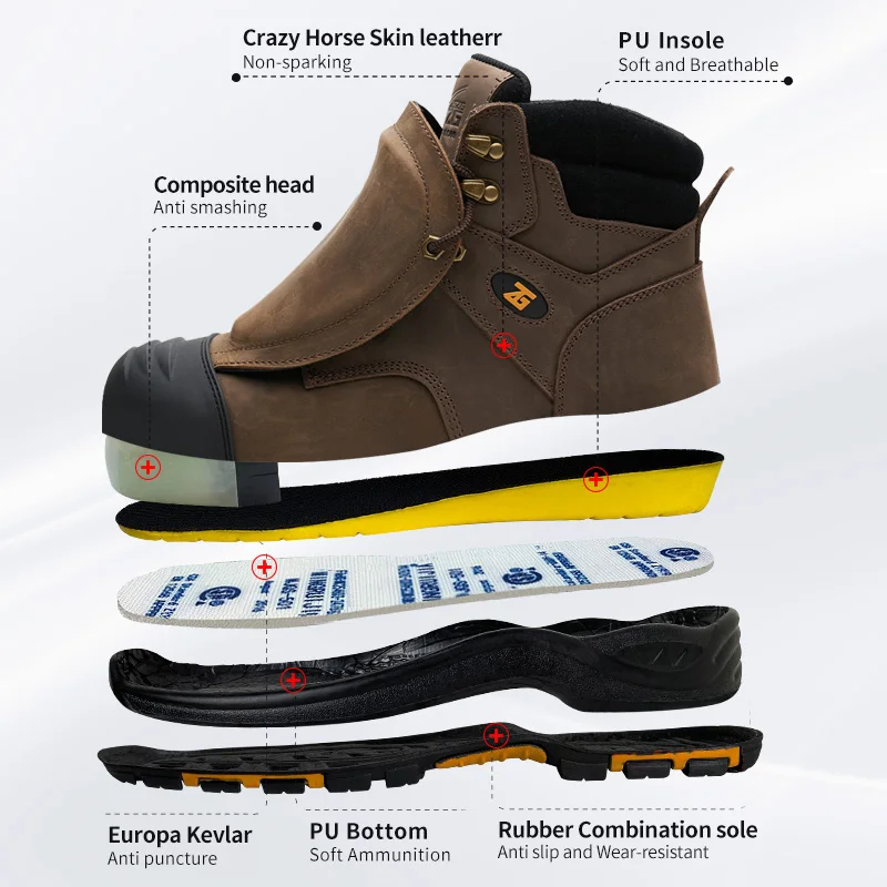 Genuine Leather Work Safety Boots Men High Temperature Resistant Welding Shoes Puncture-Proof Indestructible Shoes Work Boots - view 2