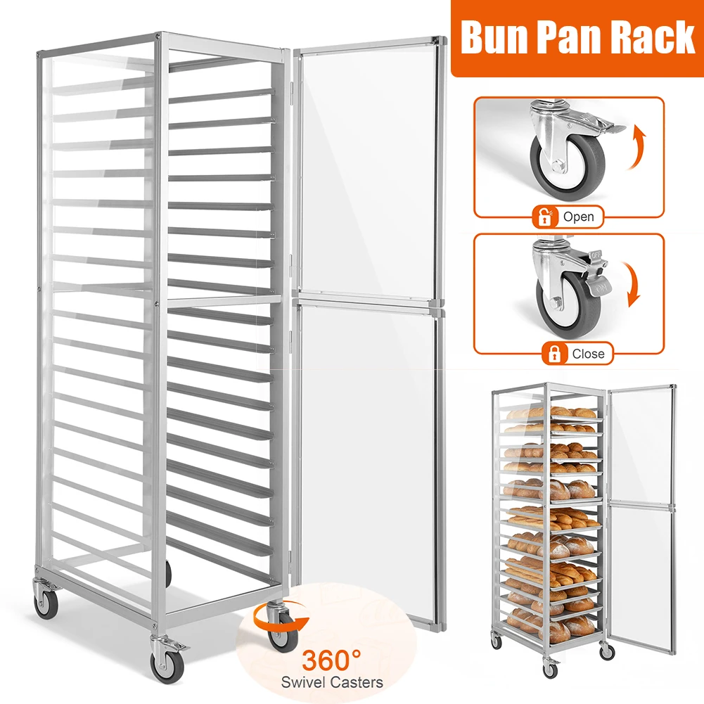 

18-уровневая стойка для булочек с колесами, алюминиевая стойка для хранения тележек, 18,5x24,6x70 дюймов NSF, внесенная в список для кухни, дома, оборудования для выпечки хлеба
